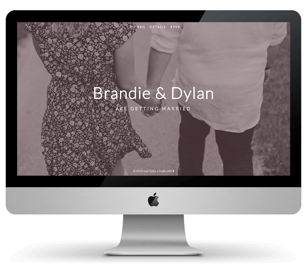 Screenshot of homepage of wedding website for Brandie and Dylan.